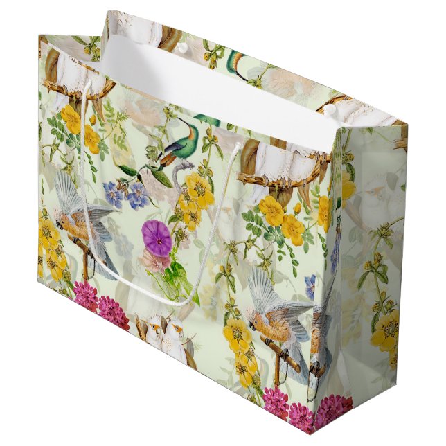 Vintage Cockatoo Jungle 3 Large Gift Bag (Front Angled)