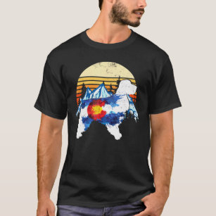 Vintage Cocker Spaniel Dog Colorado Flag Sunset Re T-Shirt