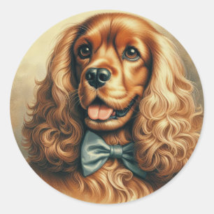 Vintage Cocker Spaniel Oil Painting Classic Round Sticker