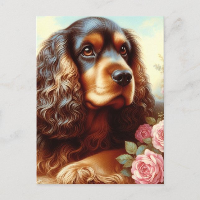 Vintage Cocker Spaniel  Painting Postcard (Front)