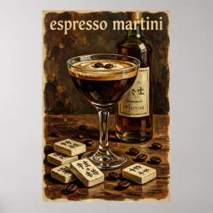 Vintage Cocktail Mahjong Retro Poster