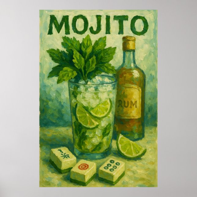 Vintage Cocktail Mahjong Retro Poster (Front)