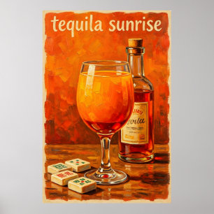 Vintage Cocktail Mahjong Retro Poster