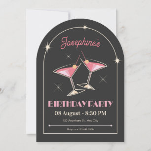 Vintage Cocktail sparkle birthday Invitation