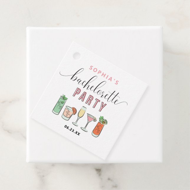 Vintage Cocktails Bachelorette Party Favour Tag (In Situ)