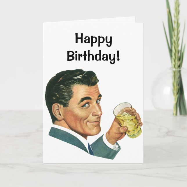 Vintage Cocktails Beverages, Man Drinking Drinks Card (Front)