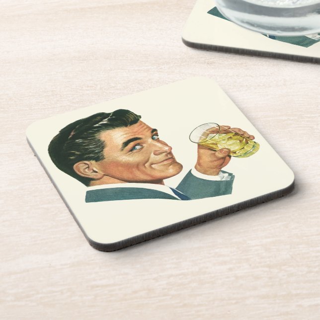 Vintage Cocktails Beverages, Man Drinking Drinks Coaster (Left Side)