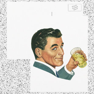 Vintage Cocktails Beverages, Man Drinking Drinks Postcard