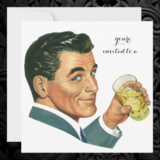 Vintage Cocktails Cheers Birthday Party Invitation