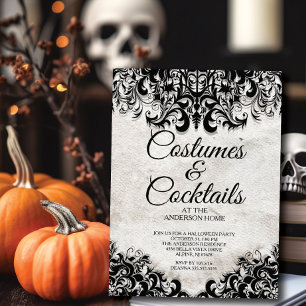 Vintage Cocktails & Costumes Halloween Party Invitation