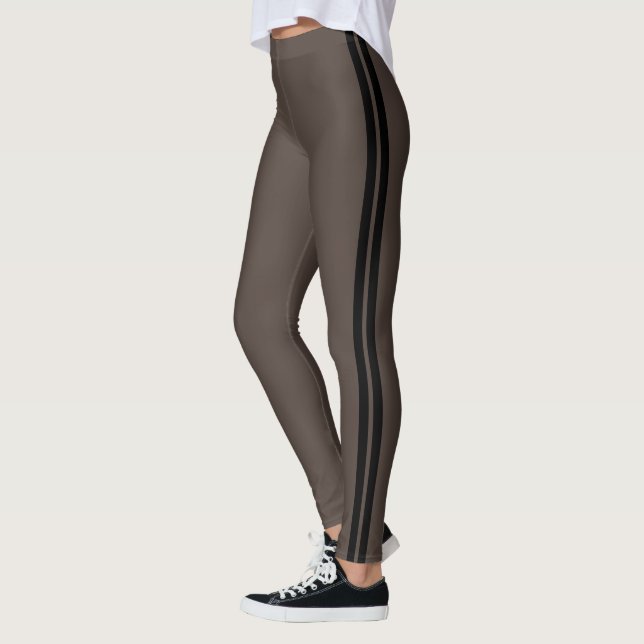 Vintage Cocoa Brown Stripe Leggings (Left)