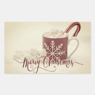 Vintage Cocoa Merry Christmas Rectangular Sticker