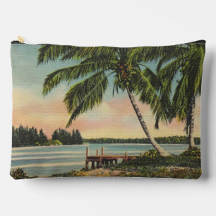 Vintage Coconut Palm Tree Tropical Breeze Sunset Accessory Pouch