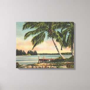 Vintage Coconut Palm Tree Tropical Breeze Sunset Canvas Print