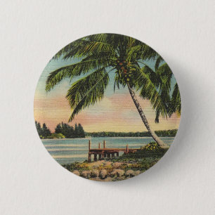 Vintage coconut palms 6 cm round badge