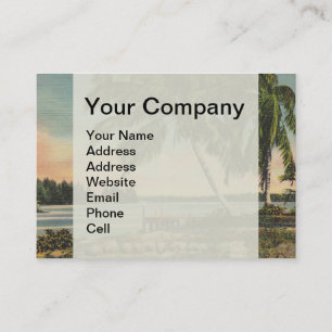 Vintage Coconut Palms Tropical Breeze Sunset Business Card