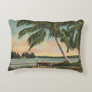 Vintage Coconut Palms Tropical Breeze Sunset Decorative Cushion