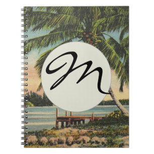 Vintage Coconut Palms Tropical Breeze Sunset Spiral Notebook