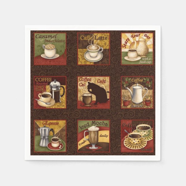 Vintage Coffee Ads Paper Napkins (Front)