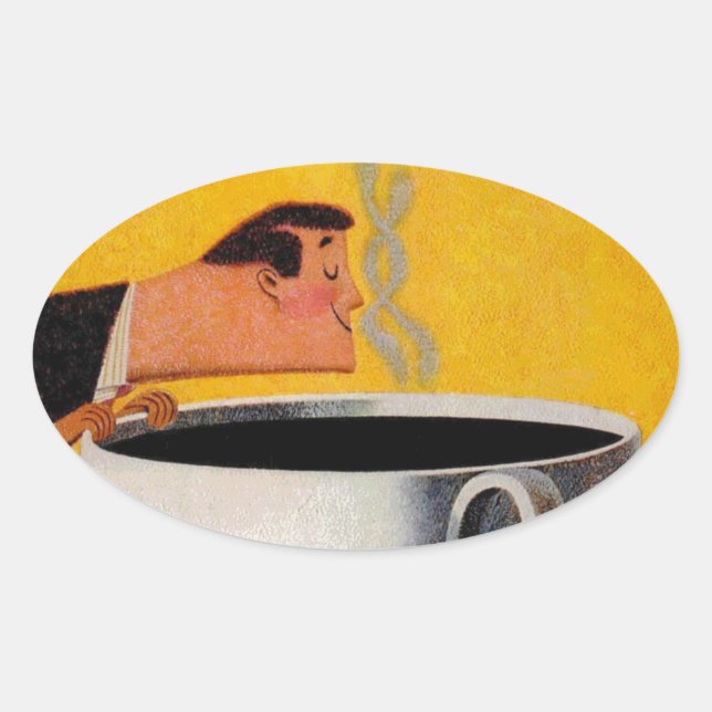 Vintage Coffee Advertisement Oval Sticker (Front)