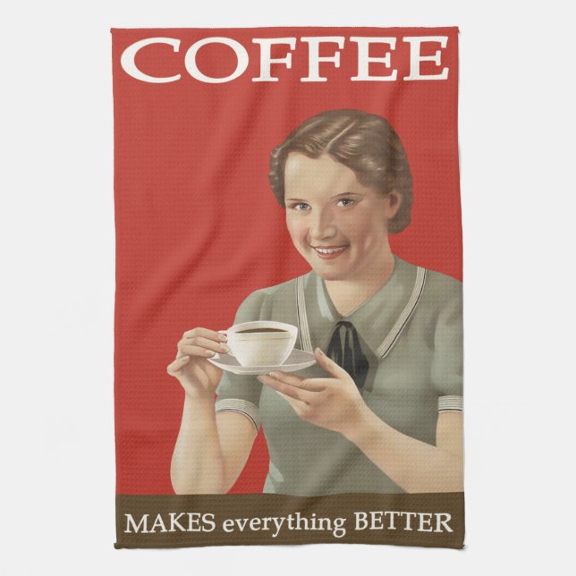Vintage Coffee Advertisement Tea Towel (Vertical)