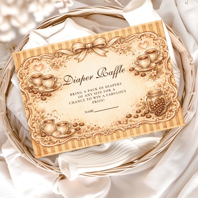 Vintage Coffee Baby Shower Diapper Raffle Enclosure Card (Creator Uploaded)