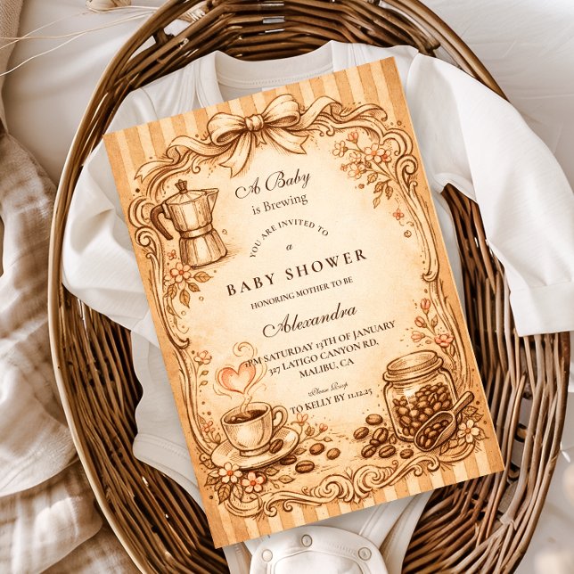 Vintage Coffee Baby Shower Invitation (Creator Uploaded)