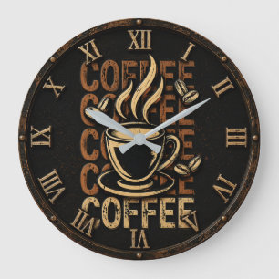 Vintage Coffee Bar Decor Large Clock