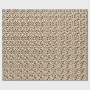 Vintage Coffee Bean Botanical Floral Cafe Pattern Wrapping Paper