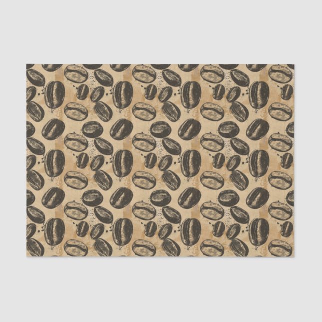 Vintage Coffee Bean Pattern Wallpaper Decoupage Tissue Paper (Front)