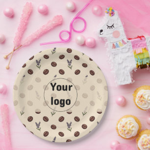 Vintage Coffee Beans and Lavender Cafe Branding Paper Plate