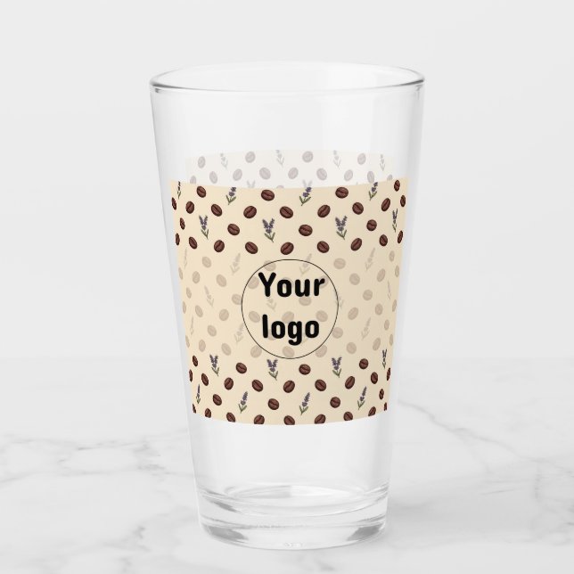 Vintage Coffee Beans and Lavender Seamless Pattern Glass (Front)