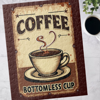 Vintage Coffee Bottomless Cup Jigsaw Puzzle