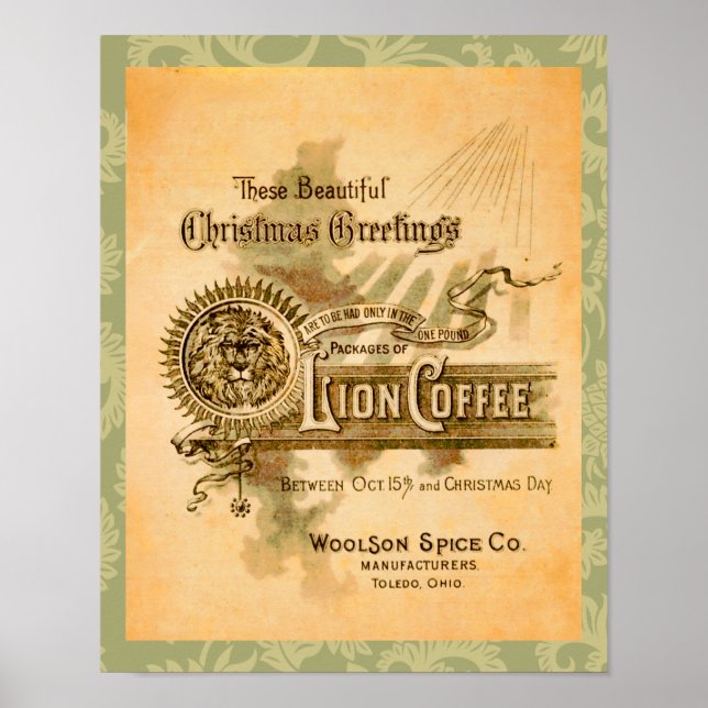 Vintage Coffee Christmas Label Print (Front)
