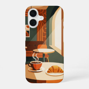 Vintage Coffee & Croissant iPhone 16 Case