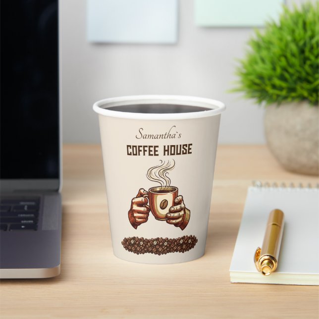 Vintage Coffee Cup Custom Cafe Brand (Insitu)