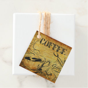 Vintage Coffee Cup Old Fashioned Coffee Grinder Favour Tags