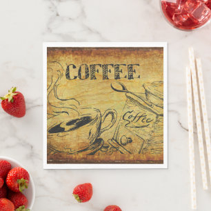 Vintage Coffee Cup Old Fashioned Coffee Grinder Napkin