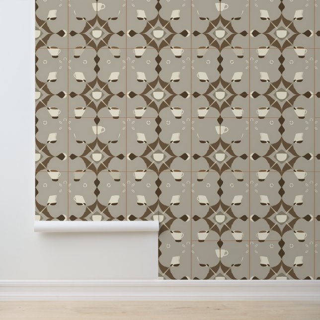 Vintage Coffee Cup Pattern Design Wallpaper (Application)