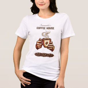 Vintage Coffee Cup Terracotta Cafe Branding Tri-Blend Shirt
