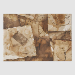 Vintage Coffee Dyed Decoupage Print Tissue Paper