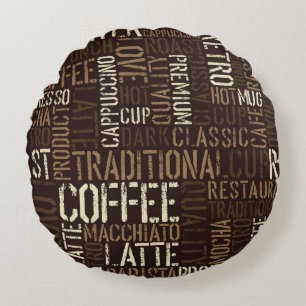 Vintage Coffee Experience Seamless Pattern Round Cushion