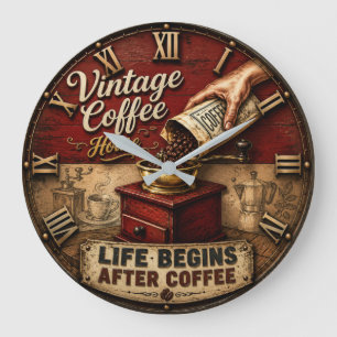 Vintage Coffee Grinder Rustic  Large Clock