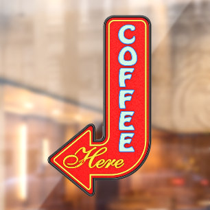 Vintage Coffee Here Left Arrow