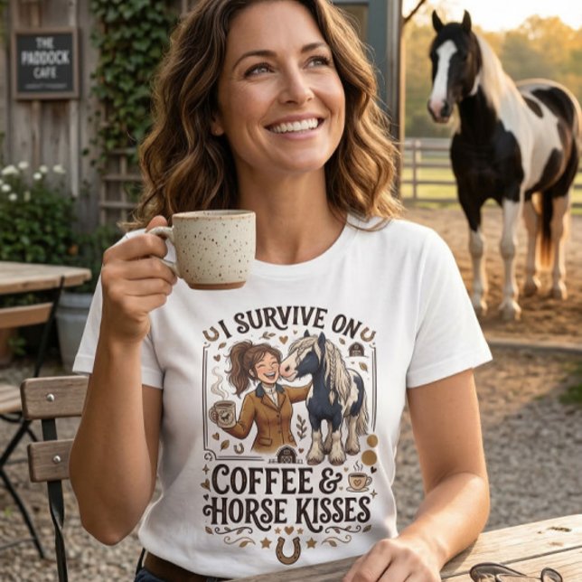 Vintage Coffee Horse Kisses Graphic T-Shirt (Creator Uploaded)