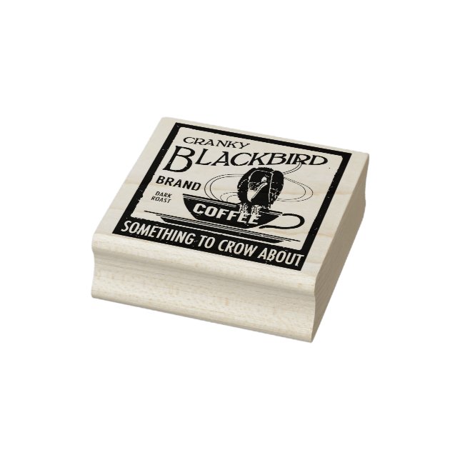 Vintage Coffee Label Stamp Blackbird Crow (Stamp)