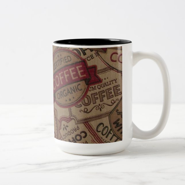 Vintage Coffee Labels Collage Coffee Mug (Right)