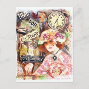 Vintage Coffee Lady Postcard