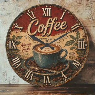Vintage Coffee  Large Clock
