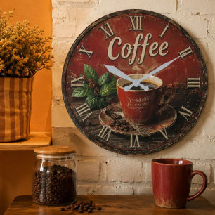 Vintage Coffee Large Clock